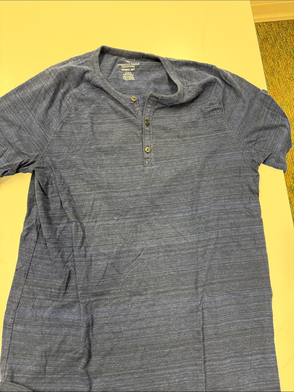 American Eagle Outfitters Navy Heather Short-Sleeve Henley